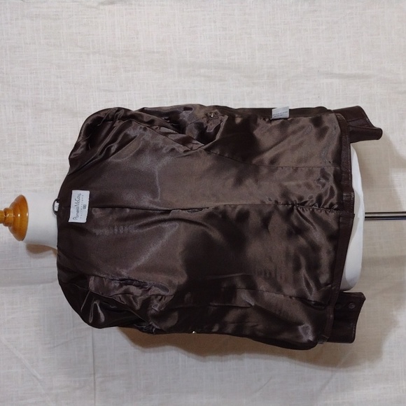 NWOT Pamela McCoy embroidered brown leather blazer - Picture 8 of 12